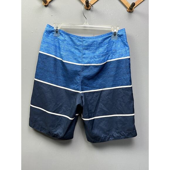 Hollister Swim Trunks Mens Small Blue Striped Mesh Lined Drawstring Polyester - Picture 2 of 7